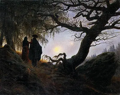 Mann und Frau in Betrachtung des Mondes Caspar David Friedrich